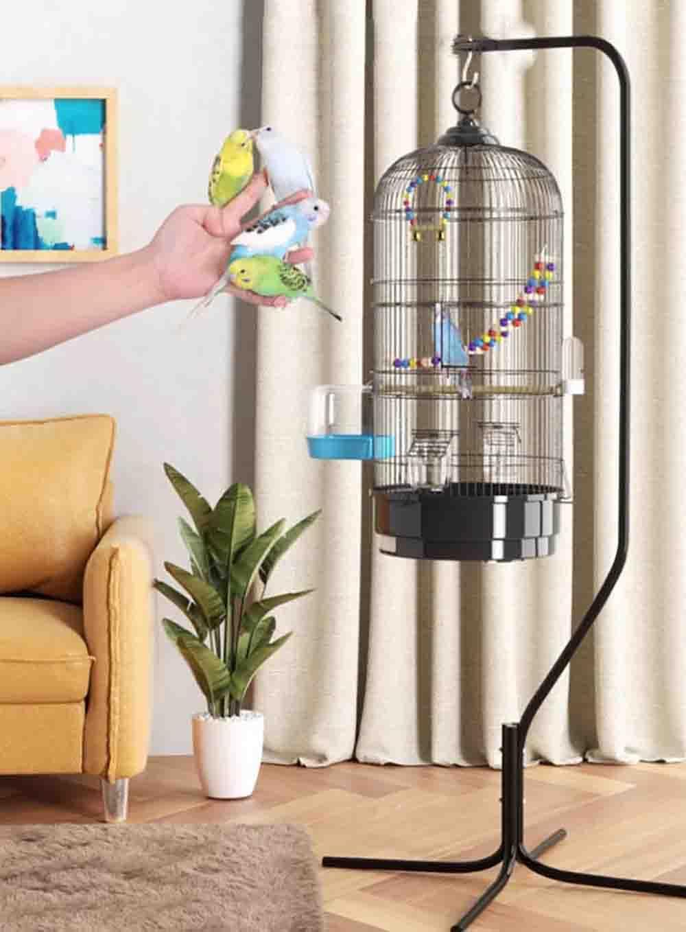 アンティーク調 鉄製 鳥かご スタンド セットブラック 約130cm 楽天